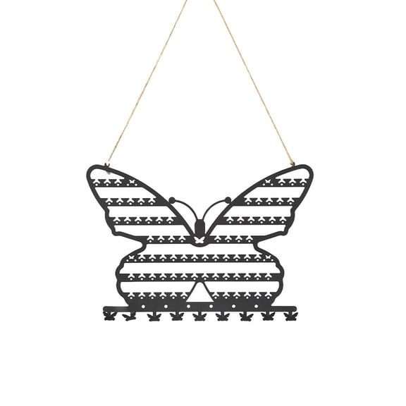 WEGFTDUOP Butterfly Shaped Wall Mounted Jewelry Organizer, Decorative Metal Display Rack for Bedroom and Vanity