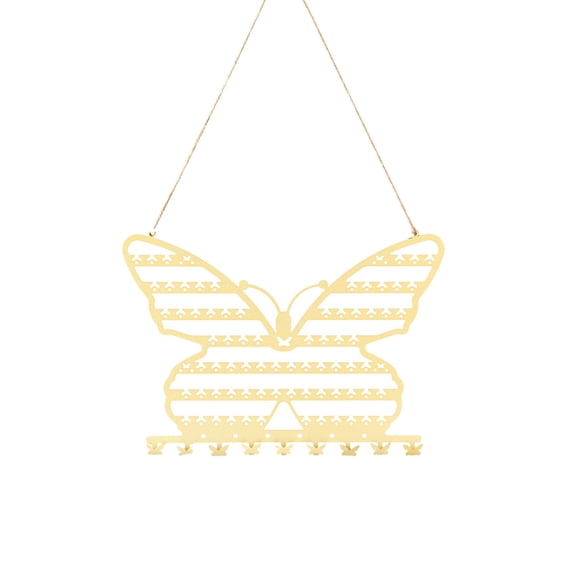 WEGFTDUOP Butterfly Shaped Wall Mounted Jewelry Organizer, Decorative Metal Display Rack for Bedroom and Vanity