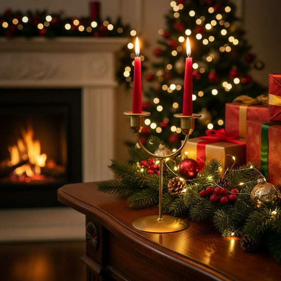 WEGFTDUOP Candlelight Dinner Decorations Christmas Home Romantic Table Decorations Candle Bend Candle Holders Bent 2 Heads