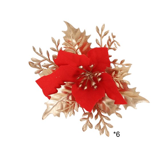 WEGFTDUOP Christmas Decor 6 Pcs Christmas Tree Decoration Simulation Flowers Cloth Material Simulation Flowers For Weddings Parties Halls And Other Decorations Holiday Gifts Indoor Ornaments