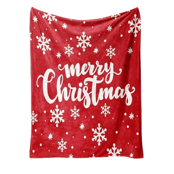 WEGFTDUOP Christmas Decor Christmas Snowflake Print Double-sided Blanket Comfortable And Soft Flannel Blanket Merry Christmas Red Blanket Suitable For Bedroom Sofa Christmas Decoration Holiday