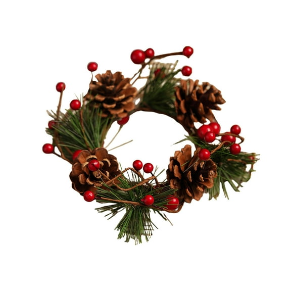 WEGFTDUOP Christmas Decor Christmas Wreath Desktop Arrangement Candlestick Ornaments Christmas Eve Candlelight Dinner Accessories Decorations Holiday Products