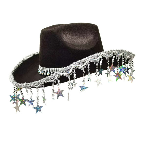 WEGFTDUOP Christmas Decor Western Cowboy Hat Sparkling Women's Cowboy Hat With Five Pointed Star Tassels Cowboy Party Hat Christmas Party Hat Holiday Products