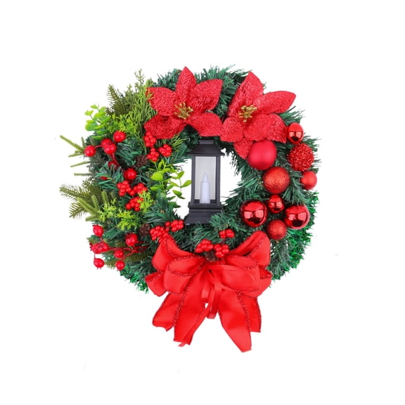 WEGFTDUOP Christmas Decoration 30cm Christmas Wreath Door Decoration With LED Lights Available In Red And Gold Suitable For Indoor And Outdoor Christmas Home Door Decorations Holiday Products