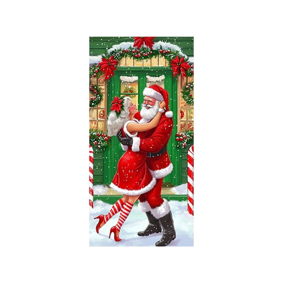 WEGFTDUOP Christmas Decoration 35 X 71 Inch Christmas Door Cover - Santa Claus Pattern - Christmas Day Door Decoration - Festival Party Decoration Christmas Indoor Outdoor Ornaments