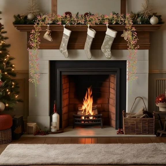 WEGFTDUOP Christmas Decoration Artificial Rattan Hanging Indoor Home Thanksgiving Day Christmas Party Fireplace Decoration Christmas Tree Decoration