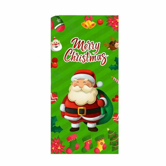 WEGFTDUOP Christmas Decoration Christmas Door Curtain Flag Outdoor Photo Santa Claus And Puppy Background Decoration Hanging Fabric Holiday Priducts
