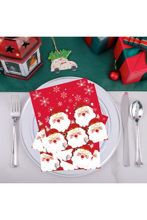 Christmas Decoration 20 Pieces Santa Claus Napkin Towels Winter Snowflake Party Tableware Supplies Birthday Party Tableware Holiday Products