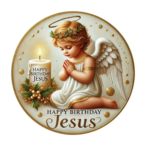 WEGFTDUOP Christmas Decoration Round Wooden Nativity Resurrection Decorative Wall Hanging Home Baptism Decoration Christmas Indoor Outdoor Ornaments