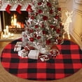 thumbnail image 1 of WEGFTDUOP Christmas Decorations Mini Tree Skirt Plaid Fabric Christmas Tree Base Decor Party Arrangement, 1 of 6
