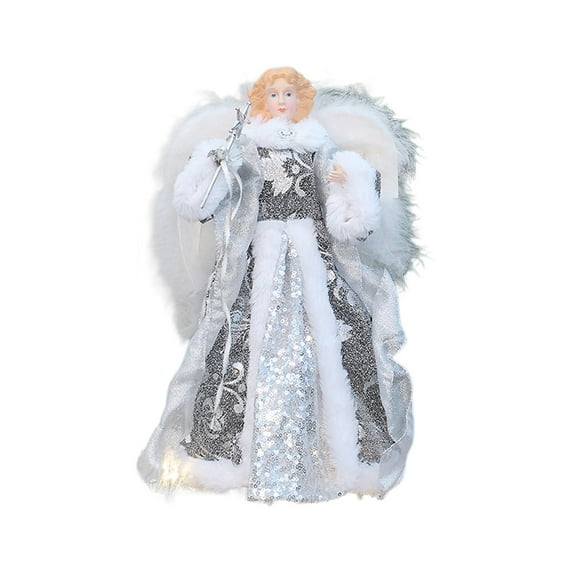 WEGFTDUOP Christmas Doll Tree Top Star Gold Red Winged Fabric Dress Christmas Decoration