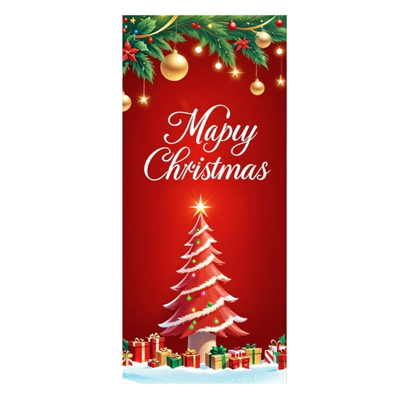 WEGFTDUOP Christmas Door Set Border Santa Claus Party Festival Decoration Door Stickers Scene Hanging Cloth Holiday Products