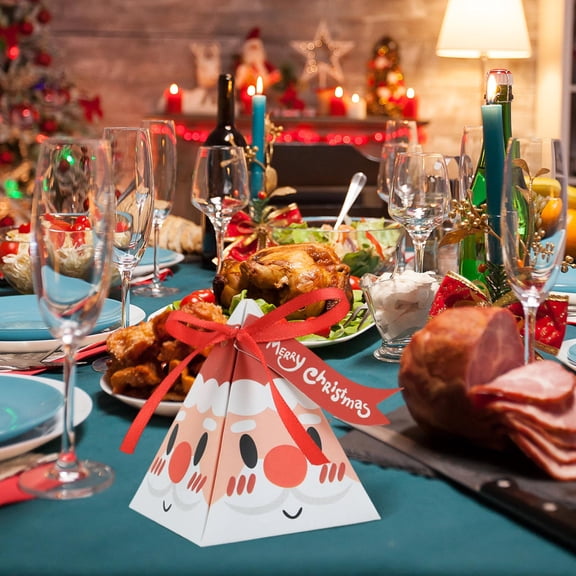 WEGFTDUOP Christmas Gift Box Triangles Candy Paper Box Santa Claus Biges Face Triangles Candy Box