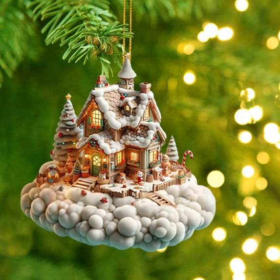 WEGFTDUOP Christmas Hanging Decoration Christmas Tree Decoration Exquisite House Acrylic Hanging Decoration