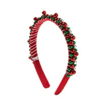 WEGFTDUOP Christmas Headband - Red Green Bells Hairband for Girls, Elastic One Size Fits All, Lightweight Plastic & Metal, Festive Party Accessories, Ideal Holiday Gift - In Stock