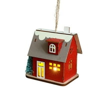 WEGFTDUOP Christmas Hut Ornament Christmas Decoration Glowing Cabin LED Wooden Christmas House Desktop Ornament