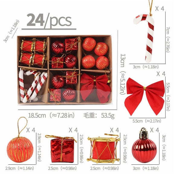 WEGFTDUOP Christmas Kraft Paper Gift Box With Multiple Pouches Christmas Balls Bows Candy Canes And Gift Decoration Set