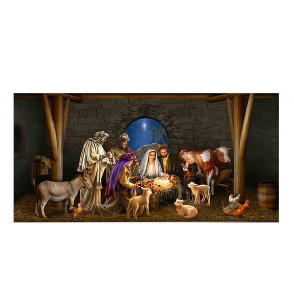 WEGFTDUOP Christmas Nativity Garage Door , Nativity Scene Murals Christmas Garage Decorations Cover Extra Large Merry Christmas For Photo Xmas