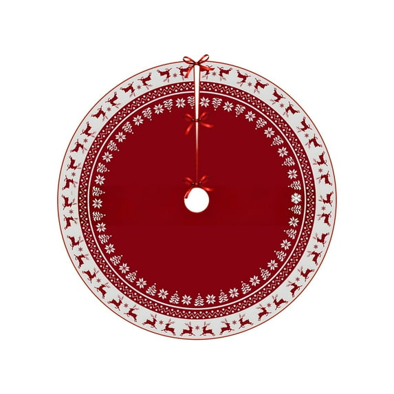 WEGFTDUOP Christmas Printed Tree Skirt Snowflake Reindeer Digital Christmas Tree Surround Polyester Ornament Decoration Holiday Products