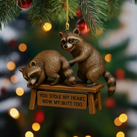 WEGFTDUOP Christmas Raccoon Ornament 2D Flat Acrylic Pendant