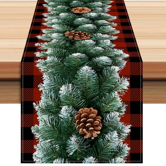 WEGFTDUOP Christmas Red And Checkered Table Flag Holiday Table Decoration Tablecloth Mat Holiday Party Tablecloth