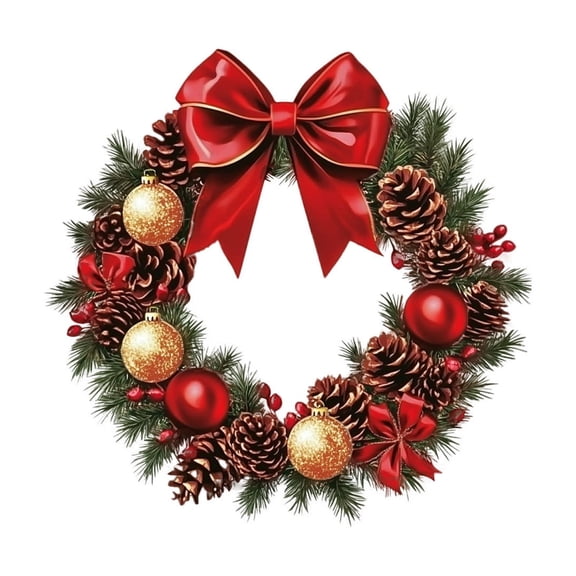 WEGFTDUOP Christmas Red Bow Pinecone Stickers Arrangement Decoration Wall Stickers