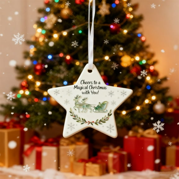 WEGFTDUOP Christmas Sea Glass Style Acrylic Ornament 2D Flat Hanging Decoration With Frosted Look Festive Holiday Ornament For Christmas Tree And Home Decor