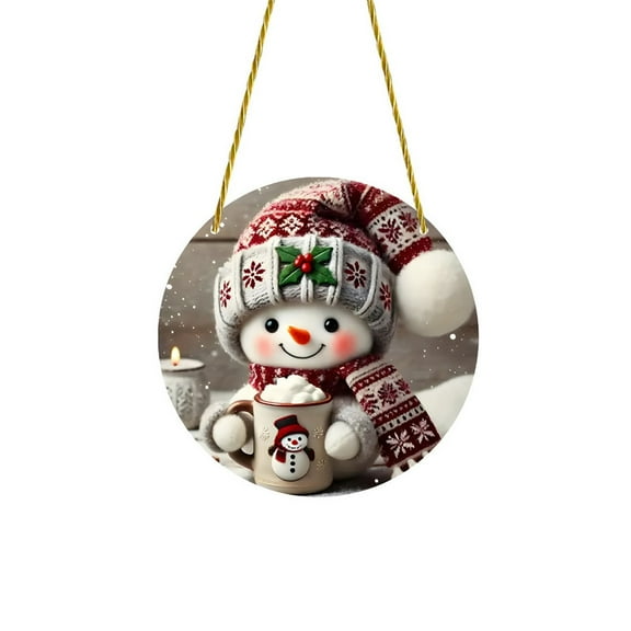WEGFTDUOP Christmas Snowman Character Acrylic Colorful Window Decoration Festival Decoration Porch Pendant