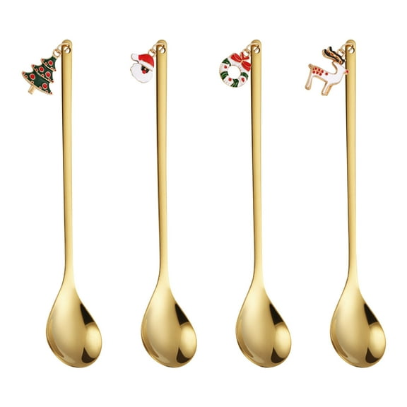 WEGFTDUOP Christmas Spoon Christmas Dessert Spoon Fork Stainless Steel Tableware Set Cute Doll With Hand Gift