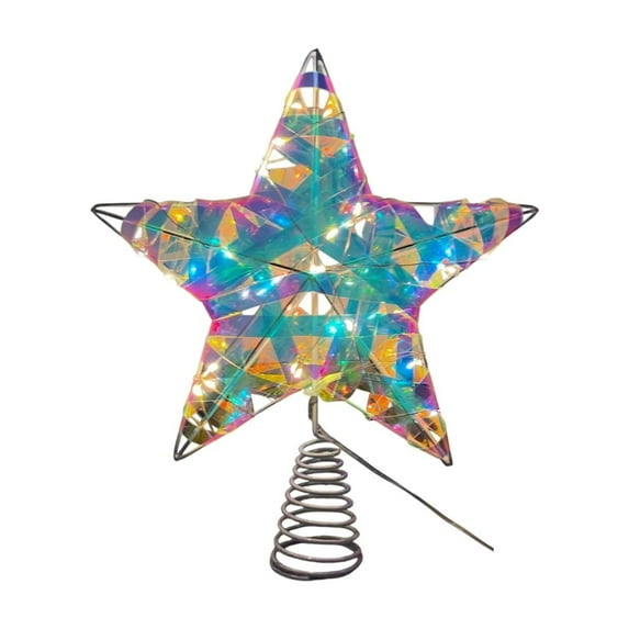 WEGFTDUOP Christmas Three-dimension Tree Top Star Christmas Wrought Iron Decorations Christmas Tree Glittering Ribbon Light Ornaments Christmas Tree Top Five-Pointed Star