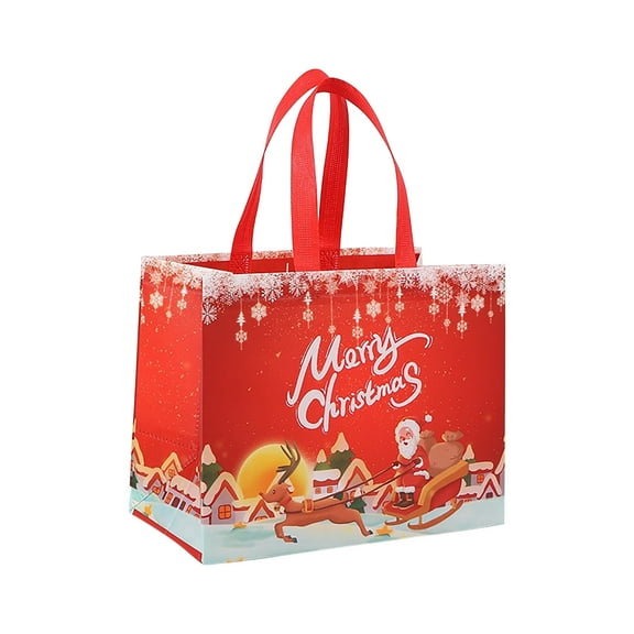 WEGFTDUOP Christmas Tote Bags With Handles Christmas Reusable Grocery Bags Multipurpose Non-woven Large Gift Bag Grocery Shopping Bags For Holiday Christmas Party
