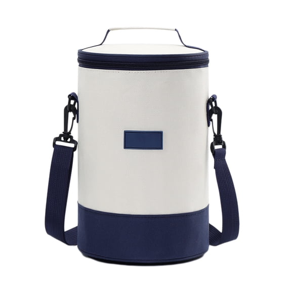 WEGFTDUOP Cloth Bento Bag Student Lunch Box Tote Bag Round Thick Aluminum Foil Outdoor Insulated Office Worker Cylindrical Meal Bag