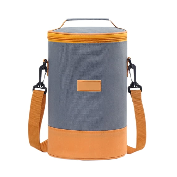 WEGFTDUOP Cloth Bento Bag Student Lunch Box Tote Bag Round Thick Aluminum Foil Outdoor Insulated Office Worker Cylindrical Meal Bag