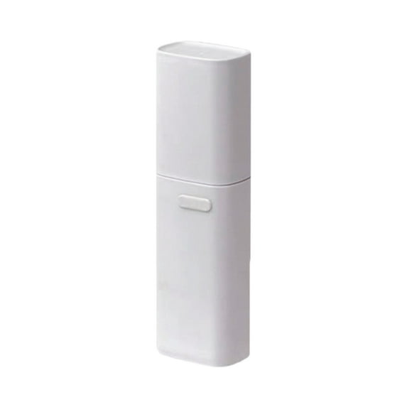 WEGFTDUOP Compact Travel Toothbrush Cup Case, 1Pc White&Gray Plastic Storage Container (20x6x4cm), Ventilated Portable Holder with Cover for School, Camping & Business Trips
