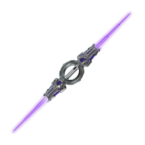 WEGFTDUOP Coollooc Special Effects Flash Duel Laser Sword, Flaming Spinning Dual-Blade Lightsaber, 7-Color Light-Up War Warrior Toy, Cool Role-Play Costume Party Decor Christmas Birthday Gift