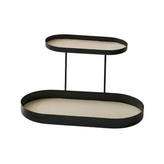 WEGFTDUOP Double-Layer Tabletop Iron Storage Tray, 11.81x6.69x5.91 Inch 1-Pack Multicolor Organizer, Cosmetics Jewelry Perfume Display Rack for Home Bedroom Bathroom