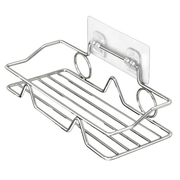 WEGFTDUOP Drill Free Stainless Steel Storage Rack Adhesive Wall Mounted Organizer for Kitchen and Bathroom