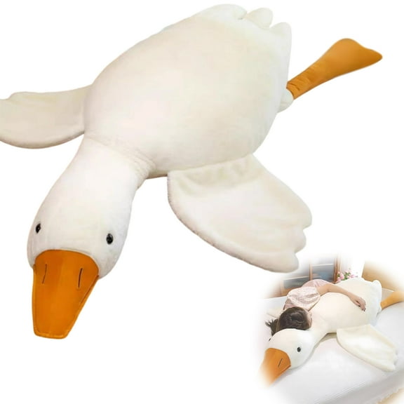 WEGFTDUOP Duck Dog Toy, 51.2inch Extra-Large White Plush Duck for Medium & Large Dogs Interactive Chew, Durable Indoor/Outdoor Play and Training Companion Toy for Puppies & Adult Dogs