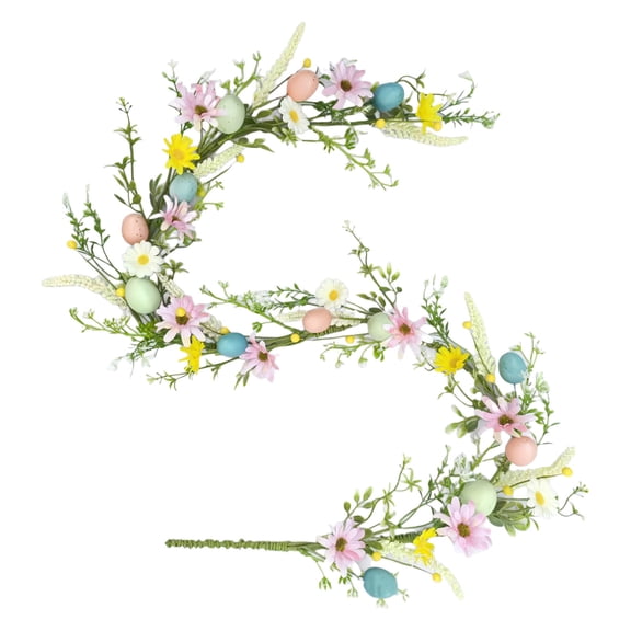 WEGFTDUOP Easter Decorations Colorful Easter Wreath Spring Vines Garland With Faux Eggs And Butterflies Artificial Floral Hanging Decoration For HomeTable Centerpiece Seasonals Wall Decor