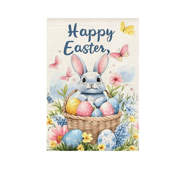 WEGFTDUOP Easter Decorations Easter Garden Flag A Cute Spring Garden Flag With Double-sided Printing Featuring Bunnies Easter Eggs And Plants Suitable For Easter Decorations
