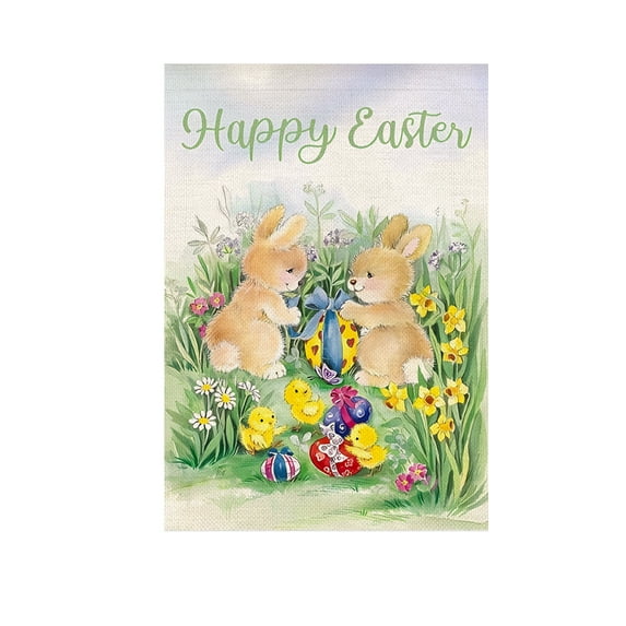 WEGFTDUOP Easter Decorations Easter Garden Flag A Cute Spring Garden Flag With Double-sided Printing Featuring Bunnies Easter Eggs And Plants Suitable For Easter Decorations