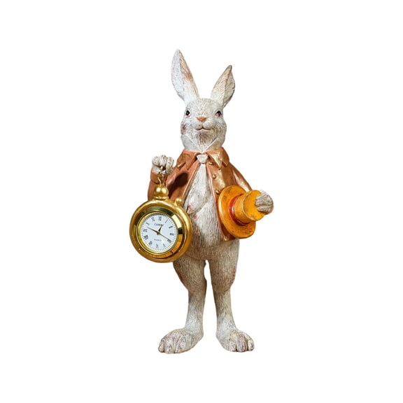 WEGFTDUOP Easter Decorations Top Hat Gentle Man Bunny Easter Resin Clock Pocket Watch Ornament Gift