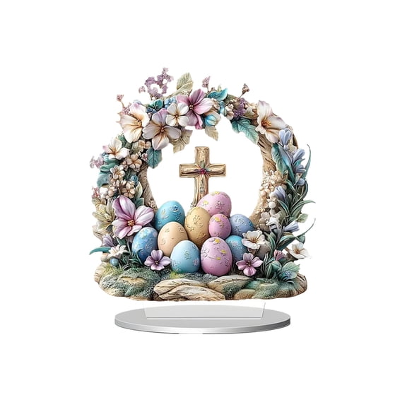 WEGFTDUOP Easter Festival Supplies 1PC Easter Ornament 2D Printed Acrylic Decorative Items Suitable For Office Desktop Bookshelf Dining Table Decoration Easter Themed Decorative Accessories