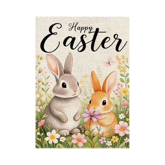 WEGFTDUOP Easter Festival Supplies Easter Garden Flag Double-Sided Outdoor Decoration 18x12 Inch Spring Yard Patio Burlaps Banners Suitable For Easter Basket Fillers And Home Party Decorations