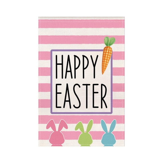 WEGFTDUOP Easter Garden Flag Spring Outdoor Garden Flag Decor Easter Welcome Flag Doubles-sided Linen Yard Flag For Yard Patio Front Door Holiday Decoration House Flag