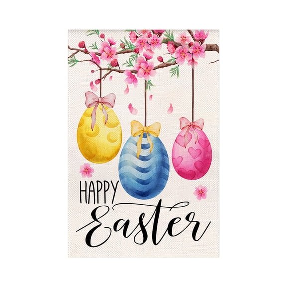 WEGFTDUOP Easter Garden Flag Spring Outdoor Garden Flag Decor Easter Welcome Flag Doubles-sided Linen Yard Flag For Yard Patio Front Door Holiday Decoration House Flag