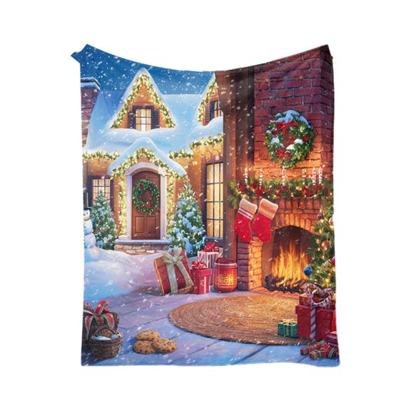 WEGFTDUOP Festive Plush Blanket - Polyester Flannel, 27.56x39.37in, Christmas Design, Washable, Indoor/Outdoor Use (0.485lb)