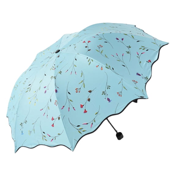 WEGFTDUOP Floral Folding Umbrella, Thickened Sun and Rain Protection for Outdoor Use