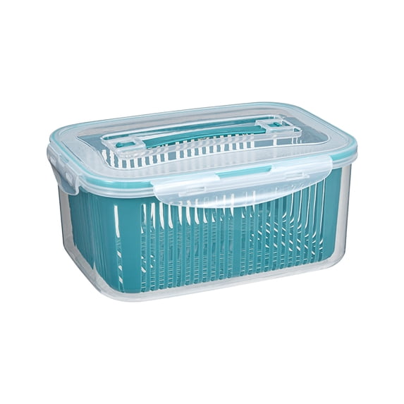 WEGFTDUOP Fruit Vegetable Storage Container for Fridge,1Pc Clear BPA-Free PP Drainage Box with Lid, Airtight Produce Keeper,Dehydration Wash Container for Berries Veggies Meat Meal Prep