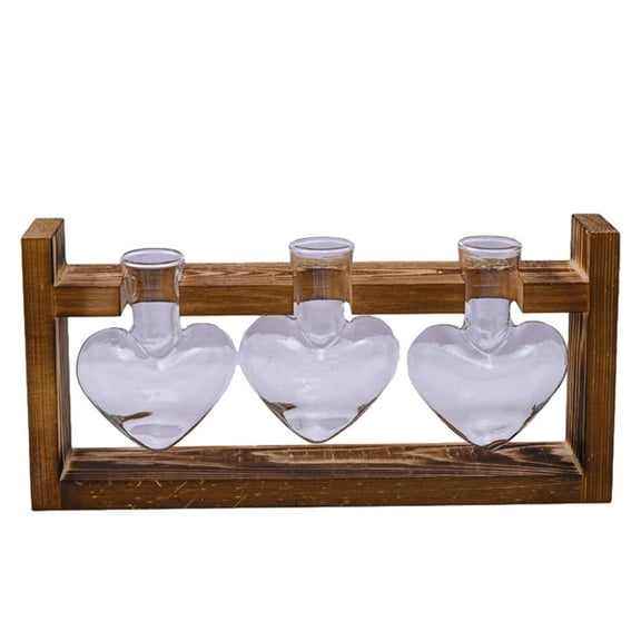 WEGFTDUOP Glass Bulb Planter with Wooden Stand, Hydroponic Vase for Home Decor